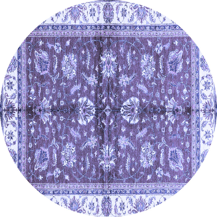 Round Machine Washable Oriental Blue Traditional Rug, wshabs3207blu