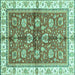 Square Oriental Turquoise Traditional Rug, abs3207turq