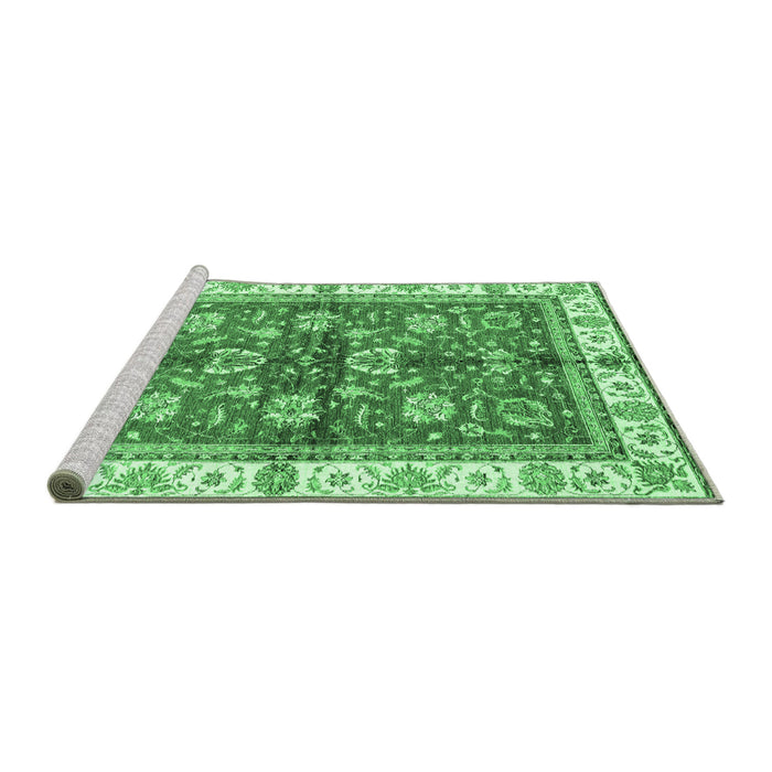 Sideview of Machine Washable Oriental Emerald Green Traditional Area Rugs, wshabs3207emgrn
