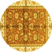 Round Oriental Yellow Traditional Rug, abs3207yw