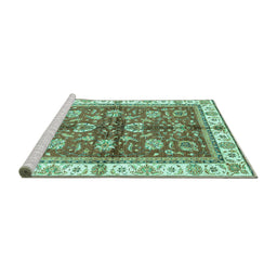Sideview of Machine Washable Oriental Turquoise Traditional Area Rugs, wshabs3207turq