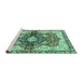 Sideview of Machine Washable Persian Turquoise Traditional Area Rugs, wshabs3208turq