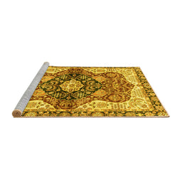 Sideview of Machine Washable Persian Yellow Traditional Rug, wshabs3208yw
