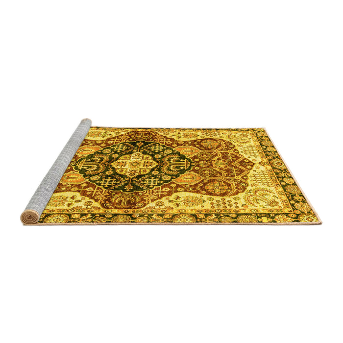 Sideview of Machine Washable Persian Yellow Traditional Rug, wshabs3208yw