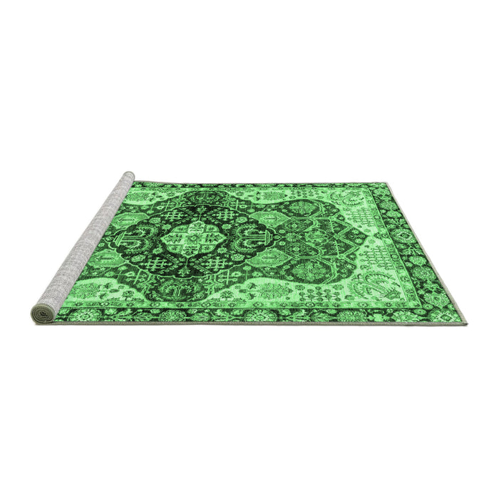 Sideview of Machine Washable Persian Emerald Green Traditional Area Rugs, wshabs3208emgrn