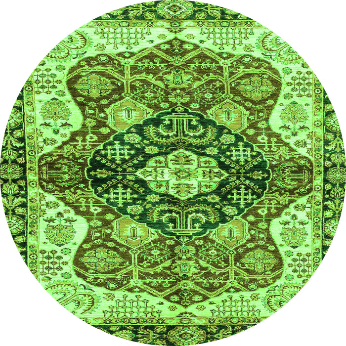 Round Machine Washable Persian Green Traditional Area Rugs, wshabs3208grn