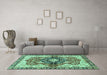 Machine Washable Persian Turquoise Traditional Area Rugs in a Living Room,, wshabs3208turq