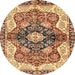 Round Machine Washable Abstract Brown Red Rug, wshabs3208