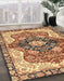 Abstract Brown Red Persian Rug in Family Room, abs3208