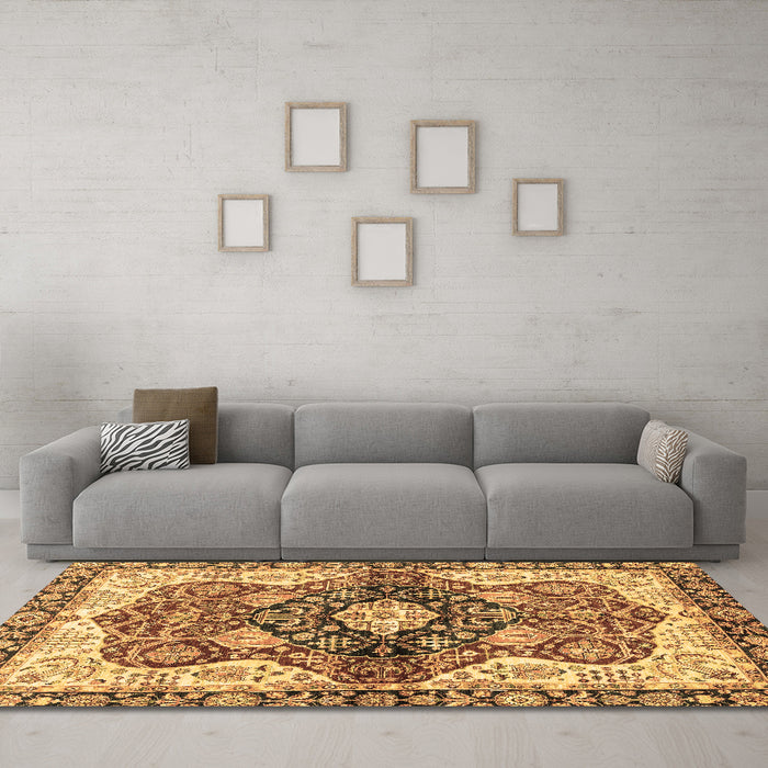 Machine Washable Persian Brown Traditional Rug in a Living Room,, wshabs3208brn