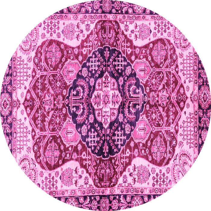 Round Machine Washable Persian Pink Traditional Rug, wshabs3208pnk