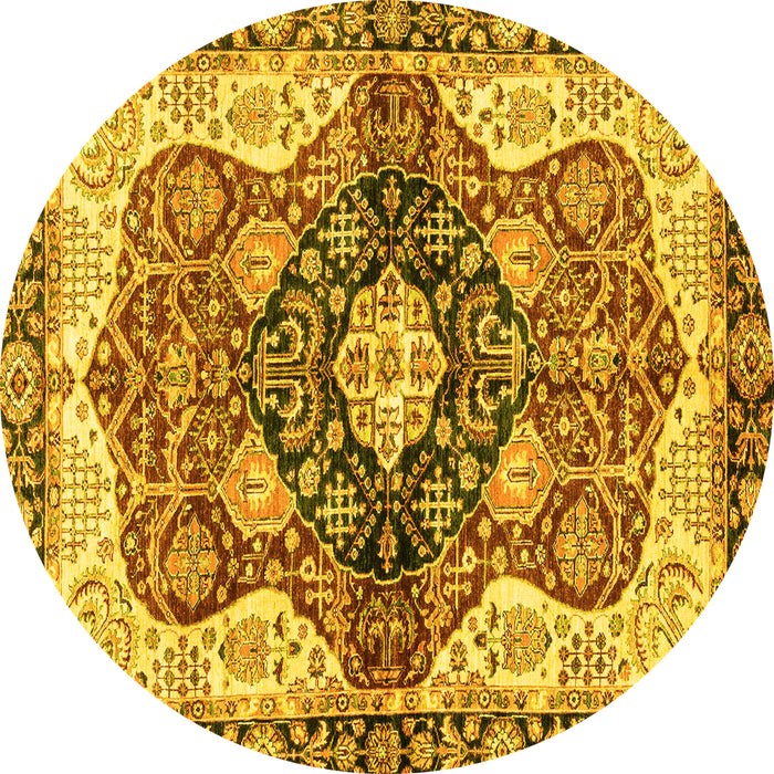 Round Persian Yellow Traditional Rug, abs3208yw