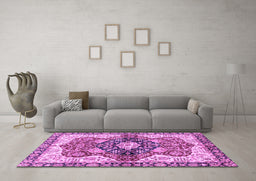 Machine Washable Persian Purple Traditional Area Rugs in a Living Room, wshabs3208pur