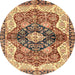 Round Abstract Brown Red Persian Rug, abs3208