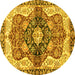 Round Machine Washable Persian Yellow Traditional Rug, wshabs3208yw