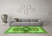 Machine Washable Persian Green Traditional Area Rugs in a Living Room,, wshabs3208grn