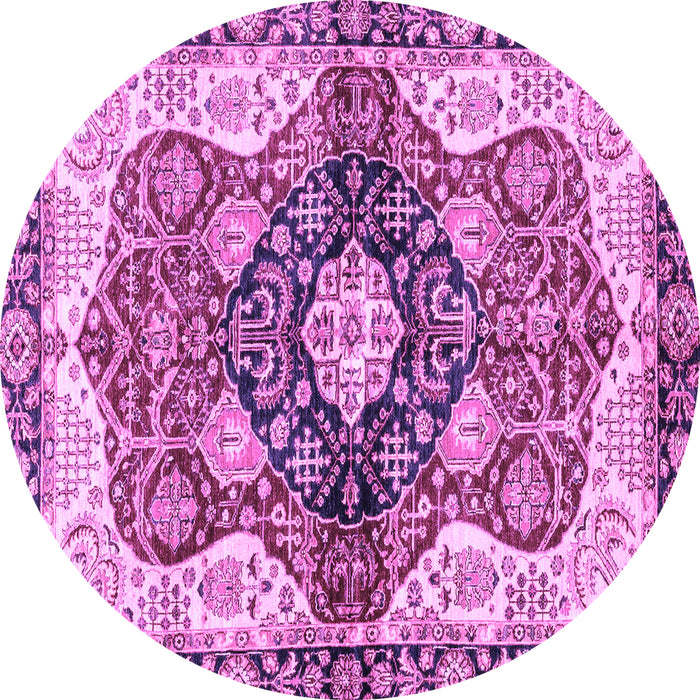 Round Machine Washable Persian Purple Traditional Area Rugs, wshabs3208pur