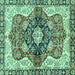 Square Machine Washable Persian Turquoise Traditional Area Rugs, wshabs3208turq