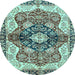 Round Persian Light Blue Traditional Rug, abs3208lblu