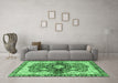 Machine Washable Persian Emerald Green Traditional Area Rugs in a Living Room,, wshabs3208emgrn