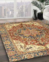 Abstract Metallic Gold Persian Rug, abs3209