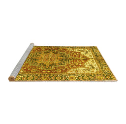 Sideview of Machine Washable Persian Yellow Traditional Rug, wshabs3209yw