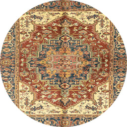 Round Machine Washable Abstract Metallic Gold Rug, wshabs3209