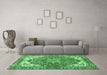 Machine Washable Persian Emerald Green Traditional Area Rugs in a Living Room,, wshabs3209emgrn