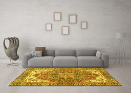 Machine Washable Persian Yellow Traditional Rug in a Living Room, wshabs3209yw