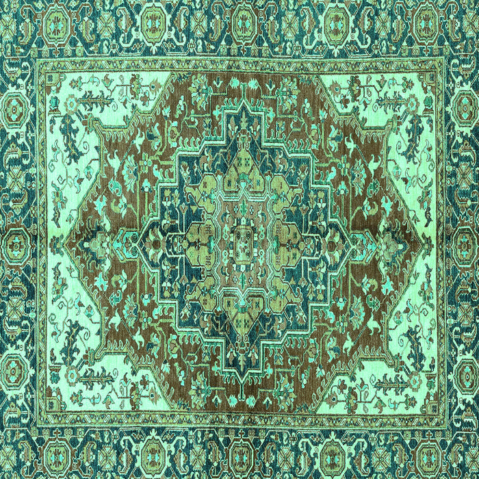Square Persian Turquoise Traditional Rug, abs3209turq