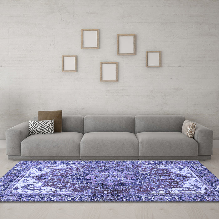 Machine Washable Persian Blue Traditional Rug in a Living Room, wshabs3209blu