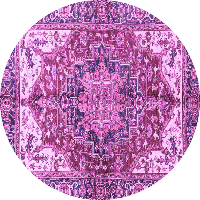 Round Machine Washable Persian Purple Traditional Area Rugs, wshabs3209pur