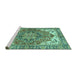 Sideview of Machine Washable Persian Turquoise Traditional Area Rugs, wshabs3209turq