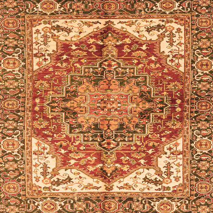 Square Persian Orange Traditional Rug, abs3209org