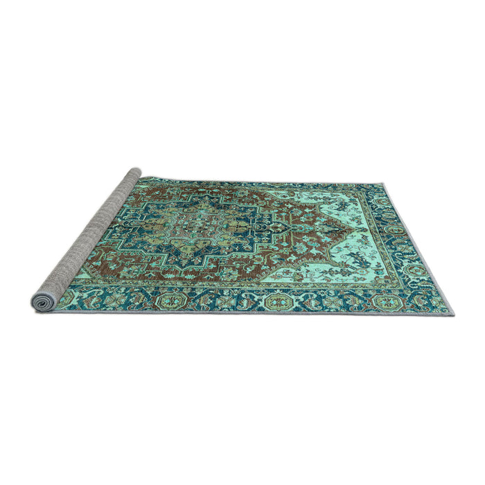 Sideview of Machine Washable Persian Light Blue Traditional Rug, wshabs3209lblu