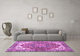 Machine Washable Persian Purple Traditional Area Rugs in a Living Room, wshabs3209pur
