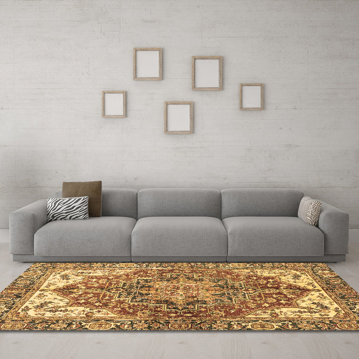 Machine Washable Persian Brown Traditional Rug in a Living Room,, wshabs3209brn