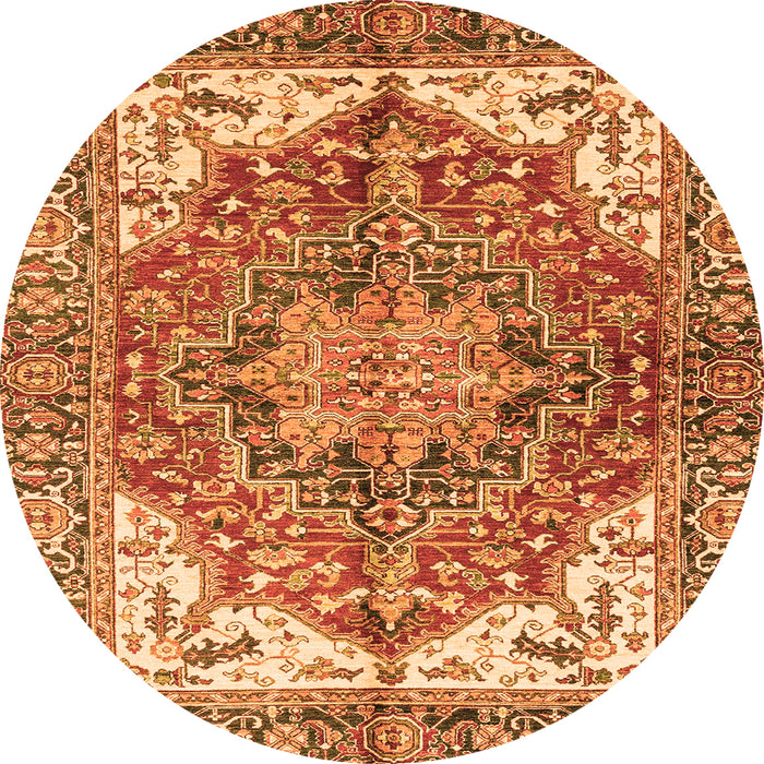 Round Machine Washable Persian Orange Traditional Area Rugs, wshabs3209org