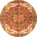 Round Machine Washable Persian Orange Traditional Area Rugs, wshabs3209org