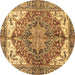 Round Persian Brown Traditional Rug, abs3209brn