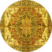 Round Persian Yellow Traditional Rug, abs3209yw