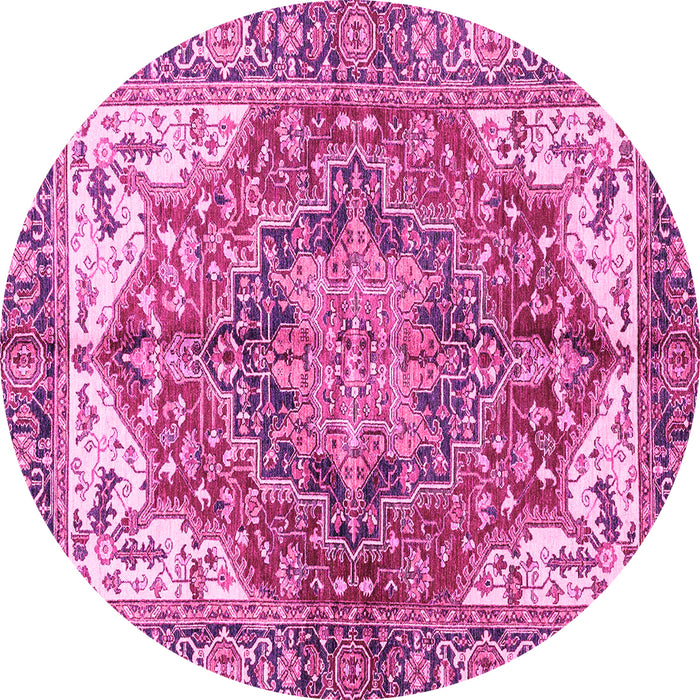 Round Machine Washable Persian Pink Traditional Rug, wshabs3209pnk
