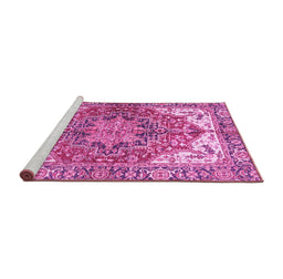 Sideview of Machine Washable Persian Pink Traditional Rug, wshabs3209pnk