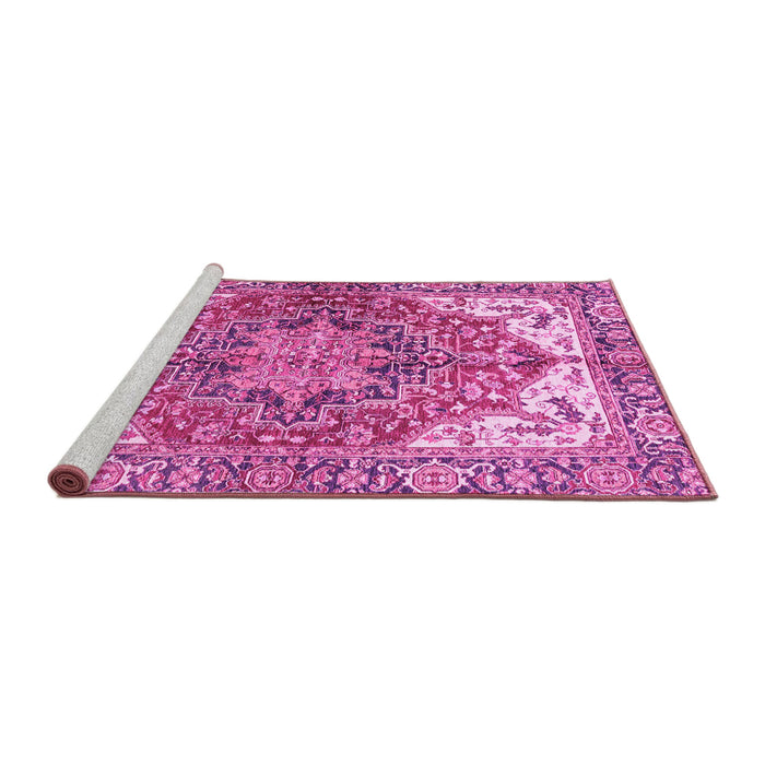 Sideview of Machine Washable Persian Pink Traditional Rug, wshabs3209pnk