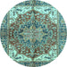 Round Persian Light Blue Traditional Rug, abs3209lblu