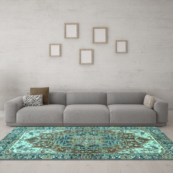 Machine Washable Persian Light Blue Traditional Rug in a Living Room, wshabs3209lblu