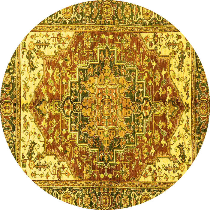 Round Machine Washable Persian Yellow Traditional Rug, wshabs3209yw