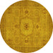 Round Abstract Yellow Modern Rug, abs320yw