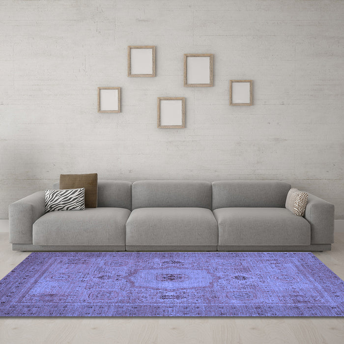 Machine Washable Abstract Blue Modern Rug in a Living Room, wshabs320blu