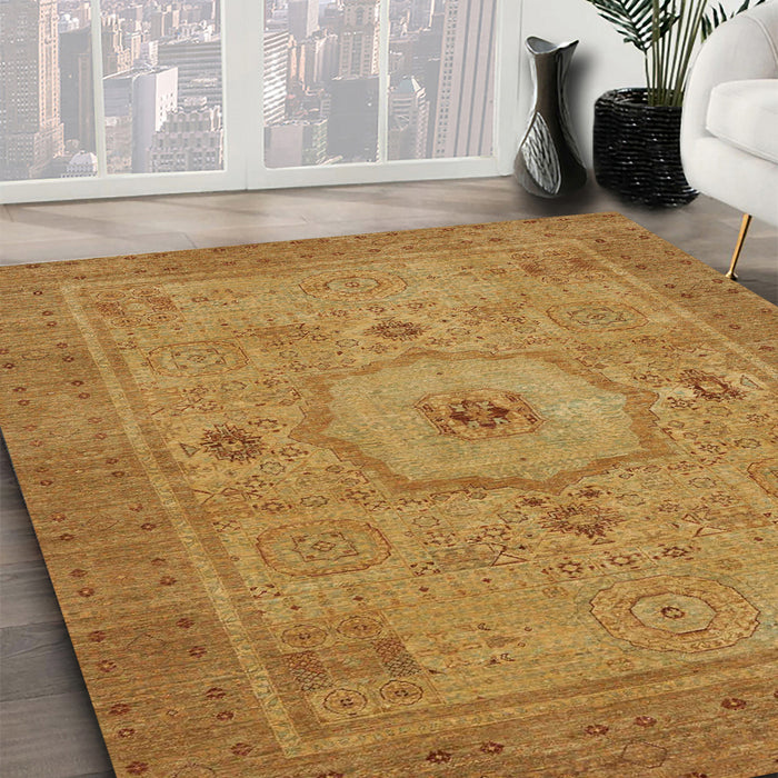 Machine Washable Abstract Sedona Brown Rug in a Family Room, wshabs320